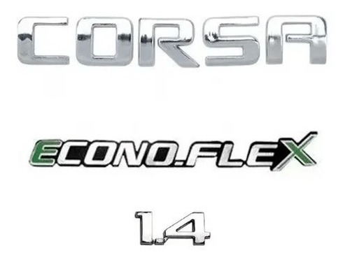 Kit Emblemas Corsa 1.4 Econoflex Verde 2008/ ... +brinde