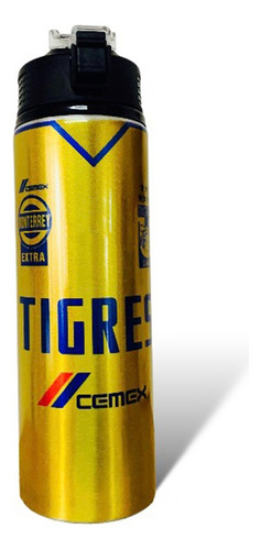 Botella De Aluminio 750 Ml, Club Tigres Personalizable. Color Dorado Oscuro