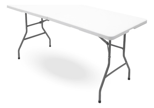 Mesa Plegable Plastica 180x74cm Tipo Portafolio Blanca