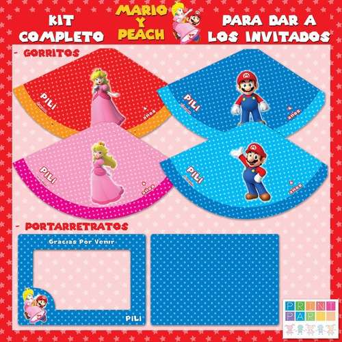 Mario Bros Y Peach Kit Imprimible Personalizado Candy Bar