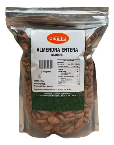 Almendra Entera Natural Calidad Premium 2 Kilogramo