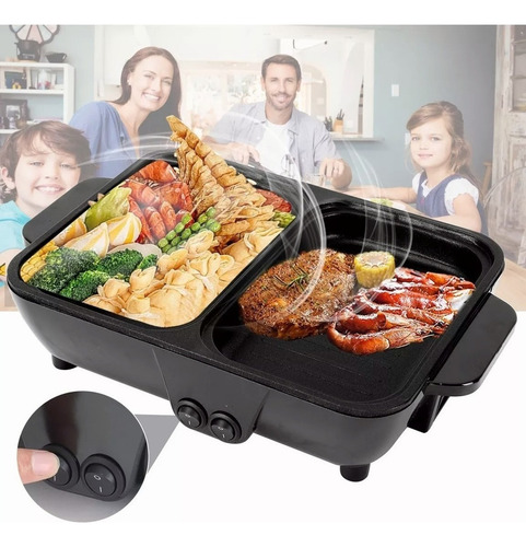 . 2 En 1 Sartén Eléctrico Antiadherente 1200w Portatil Hogar