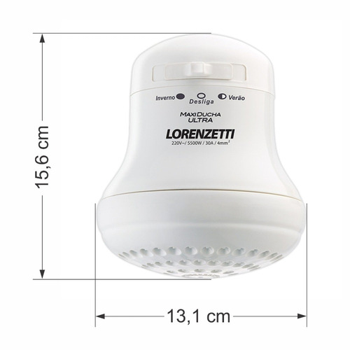 Chuveiro elétrico de parede Lorenzetti Maxi Ducha Ultra branco 5500W 220V