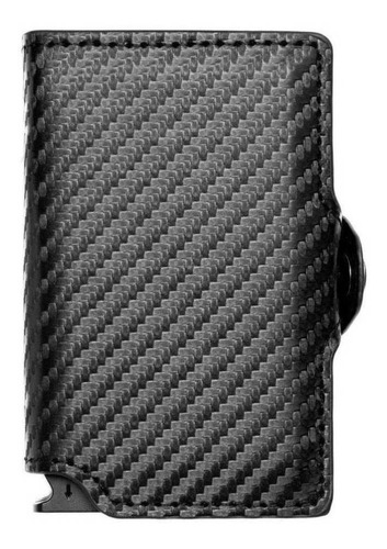 Billetera Walla Carbono Doble color black de cuero/fibra de carbono - 10cm x 6.5cm x 2.7cm