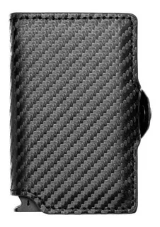 Billetera Walla Carbono Doble color black de cuero/fibra de carbono - 10cm x 6.5cm x 2.7cm