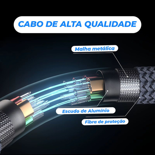 Cabo Adaptador DisplayPort para HDMI 3m Ultra HD 4K@30Hz Áudio e Vídeo Sincronizados PC Gamer Notebook para TV Monitor Projetor Compatível com Placa de Vídeo