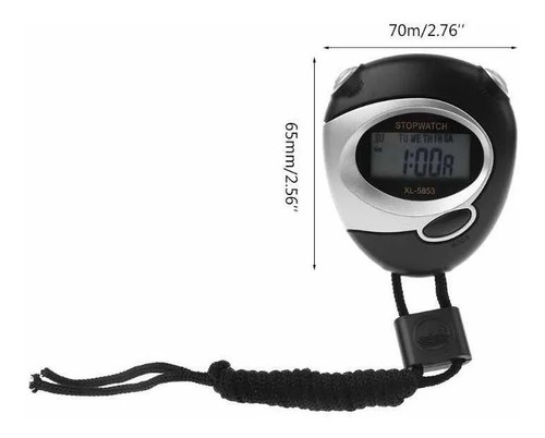Cronometro Deportivo Digital Reloj Alarma Profesional Negro x 1