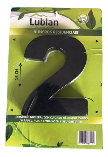 Numeral Dois Abs Residencial Plástico De Alta Resistência Cor Preto