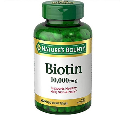 Natures Bounty Biotin 10,000 Mcg, 250 Cápsulas Blandas De Li