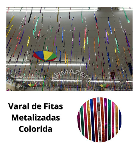 50 Metros Bandeirinha Fita Varal Metalizado Carnaval Festa