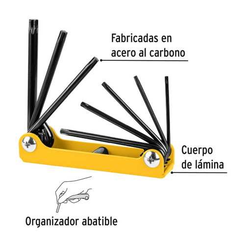 Juego 8 Llaves Torx, Tipo Navaja, Pretul A Granel, 22725