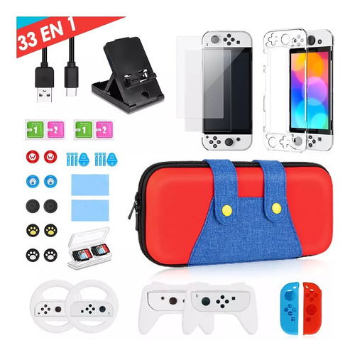 Estuche Protector Para Nintendo Switch Oled Pack 33 En 1