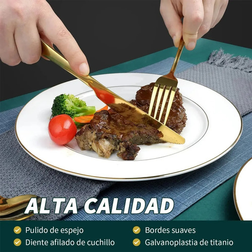 Juego De Cubiertos Dorado Acero Inoxidable Por 48 Piezas Dorado