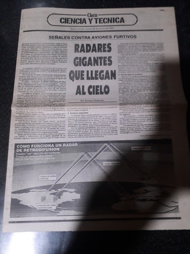 Diario Clarín Ciencia Y Técnica 26 3 1991 Radares Anorexia 