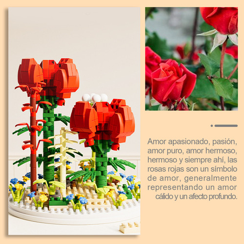 868 Pcs Bloques De Construcción De Bonsái Flores De Plantas Rosa Azul