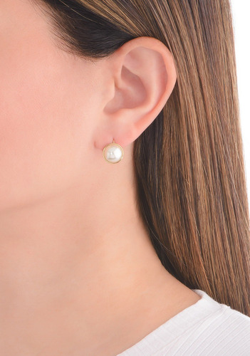 Aretes Nice De Perlas Con Baño De Oro 18 Kilates