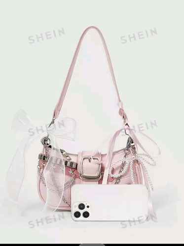 Bolso Mujer Rosa Coquette Y2k Moños Cute Kawaii Importado Rosa Lisa Níquel Rosa
