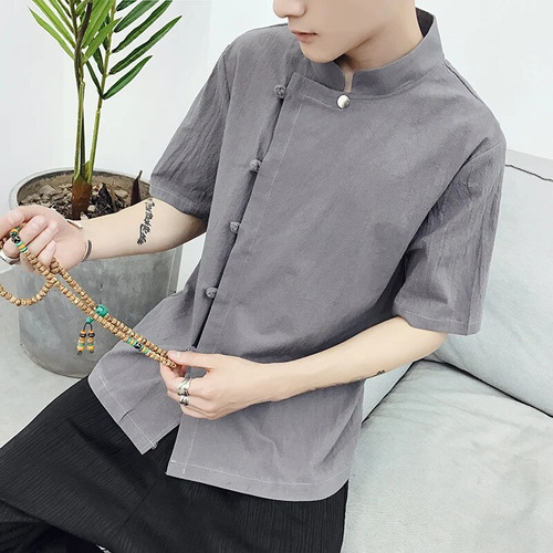 Camisa De Manga Corta Para Hombre Con Estampado Tang Zen Han