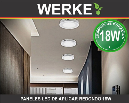 Imagen 3 de 3 de Panel Led Aplicar Redondo 18w Frio De Techo X10u Pr2905