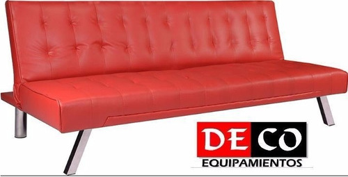 Sofa Cama En Eco Cuero Patas Metalicas Deco Equipamientos