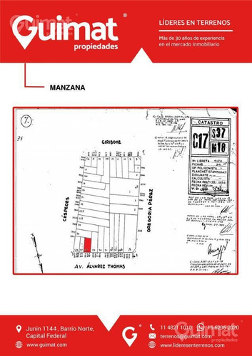 Imagen 9 de 12 de Alvarez Thomas Y Cespedes - Terreno En Venta - Lideres En Terrenos - Guimat Propiedades