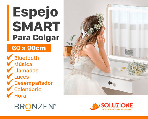 Espejo Smart Inteligente Luz Led 60 X 90cm Bluetooth Premium