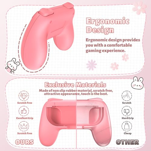 Fastsnail Grips Pack Para Nintendo Switch Joy-con Rosa