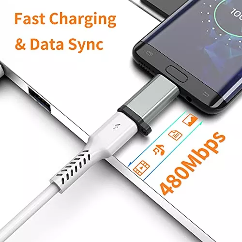 Adaptador USB-C a Micro USB, paquete de 3 unidades USB tipo C hembra a  micro USB macho convertidor USB C a Micro B 2.0 carga y sincronización de  datos