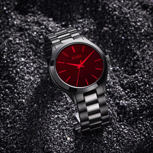 Reloj Burei Fashion Vestido Negro De Negocios Impermeable Pa