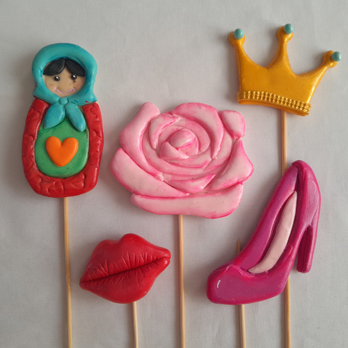 Adorno Torta Topper Porcelana F Madres Dulce Espera Mujer X4 Rosa Mamá - Dulce Espera - Mujer
