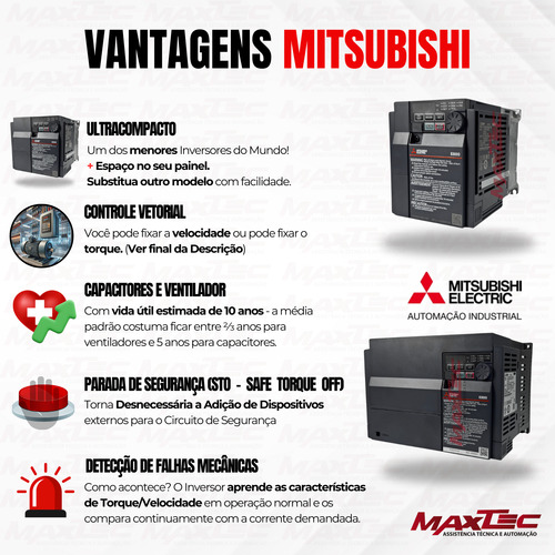 Inversor De Frequência Mitsubishi 20cv 380v Trifásicos E840