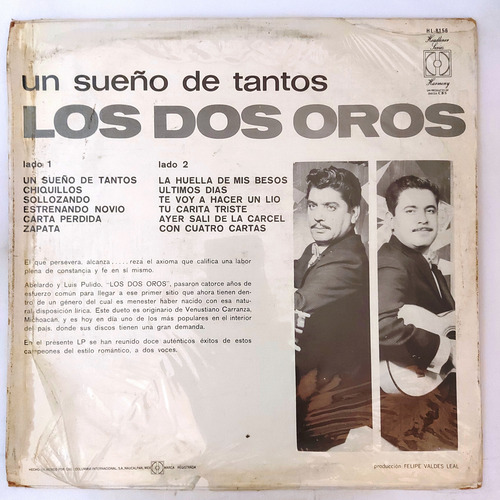 Los Dos Oros - Un Sueño De Tantos Lp (Usado)