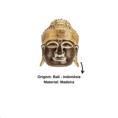 Máscara Buda Bali Madeira Natural D20 X A25cm