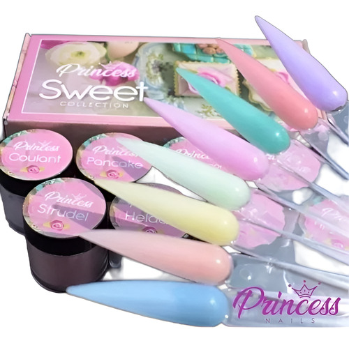 Coleccion De Acrilicos 8 Pzs Uñas, Wapizima Princess, Sweet Pasteles
