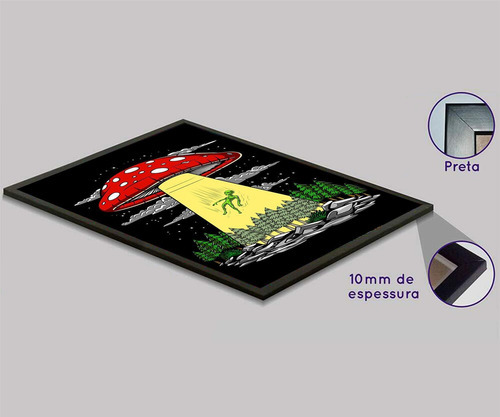 Marco decorativo con diseño de secuestro de alienígenas psicodélicos