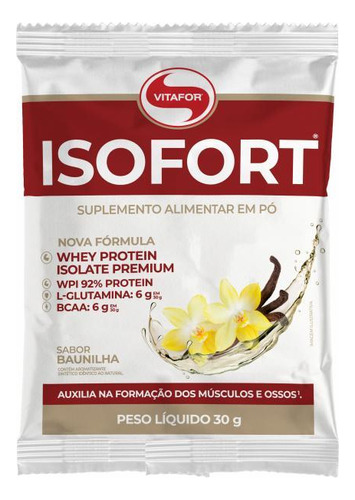 Kit 3x: Isofort Whey Protein Isolado Baunilha Vitafor 30g
