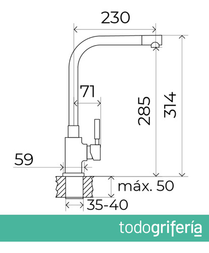 Grifería De Cocina Estalgrif Patriot Monocomando Alto Cromo