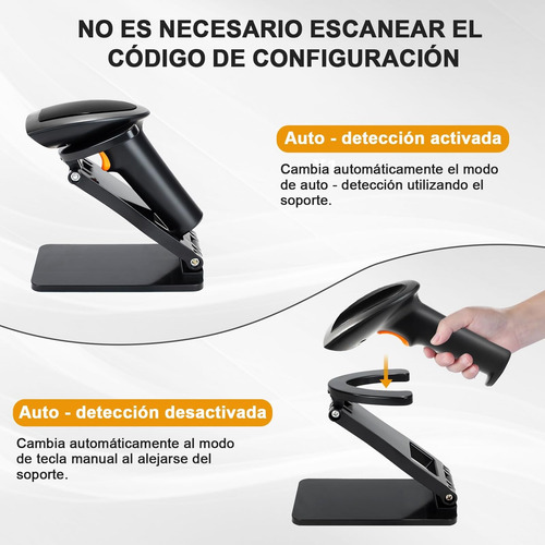 Escáner Código De Barras Bluetooth 2d 1d Con Soporte Y Usb
