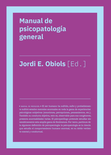 Manual de Psicopatología General (2da Ed): No, de Varios autores., vol. 1. Editorial Biblioteca Nueva, tapa pasta blanda, edición 1 en español, 2022