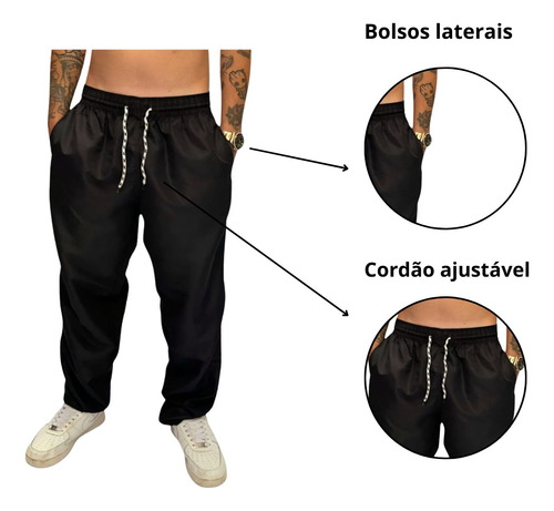 Calça Com Elástico Tactel Pescaria Trilha Com Cordão Ajuste