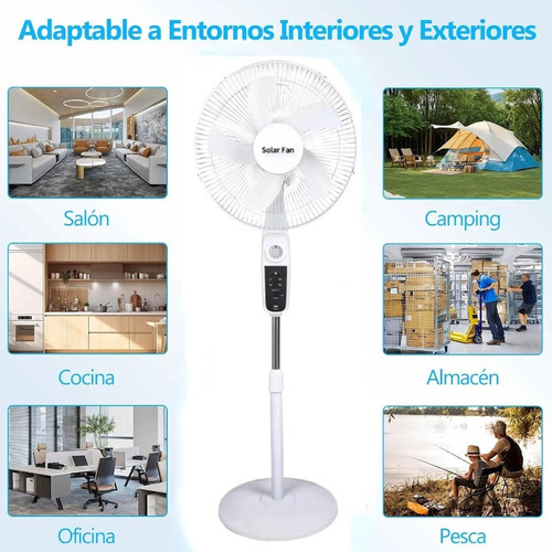 Ventilador Con Control Abanicos De Mesa Pie Piso Solar Carga