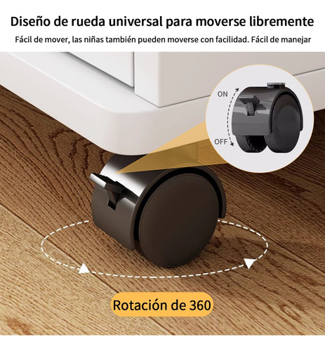 Archivero Blanco Oficina Doble Con Rueda Moderno Mueble 80cm Crema