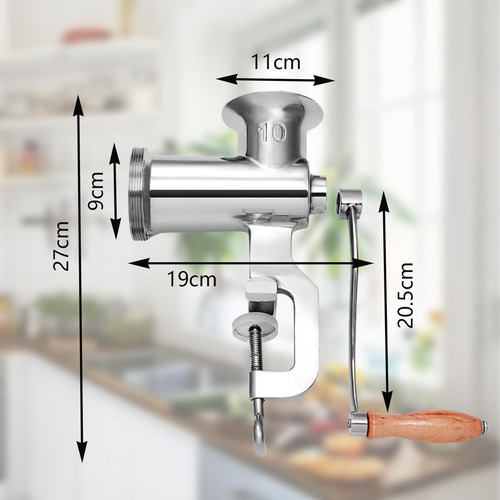 Moedor De Carne Cam2 Heavy Duty Manual Em Aço Inoxidável #10