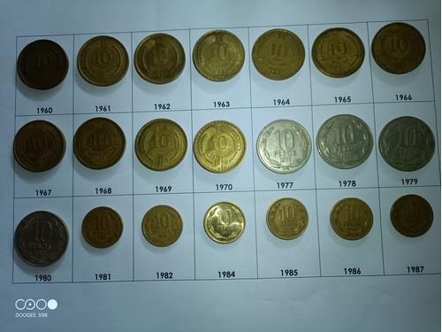 Colección Monedas 10 Pesos Chilena 