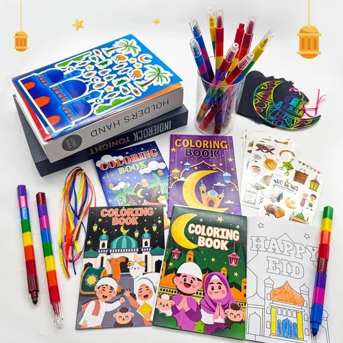 Set De Libros Para Colorear Cinrobiye Ramadan Con 24 Crayone