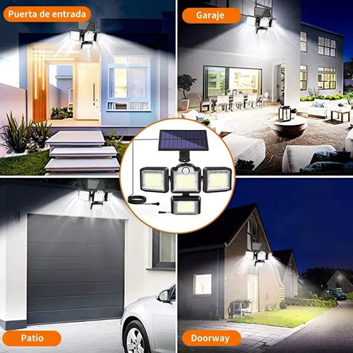 . 192 Led Lámpara Focos Solar De Pared Exteriores Sensor Luz