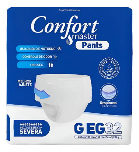 Fralda Geriátrica Pants ConfortMaster Noturna Severa G/EG x 32 un