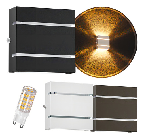 Kit 6 Arandelas Slim 2 Frisos 2 Focos + 6 Leds G9 5w Mf103
