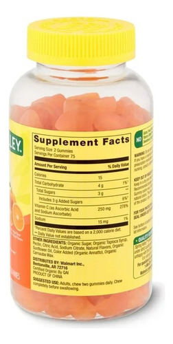 Spring Valley Vitamina C 250mg 150 Gomitas Salud Inmunidad Sabor S/n