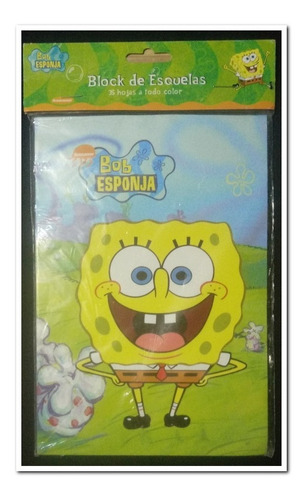 Block De Esquelas Bob Esponja, 35 Hojas 20x13,5 Cms.